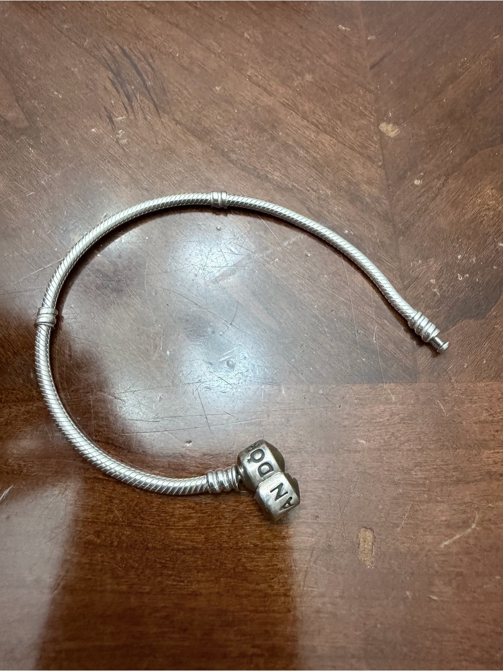 Sterling Silver Snake Chain Bracelet with Letter clasp - PANDORA